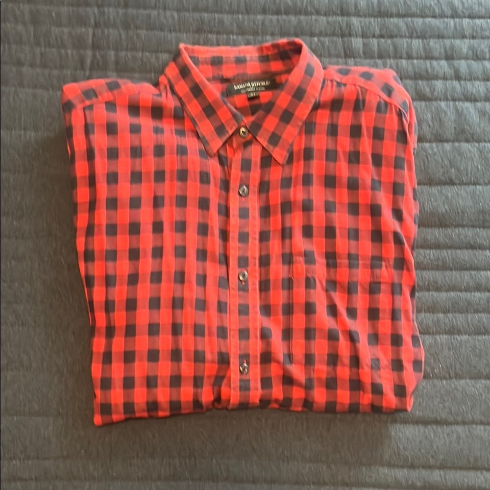 Banana republic Red and Black Checkered Men's Shirt
